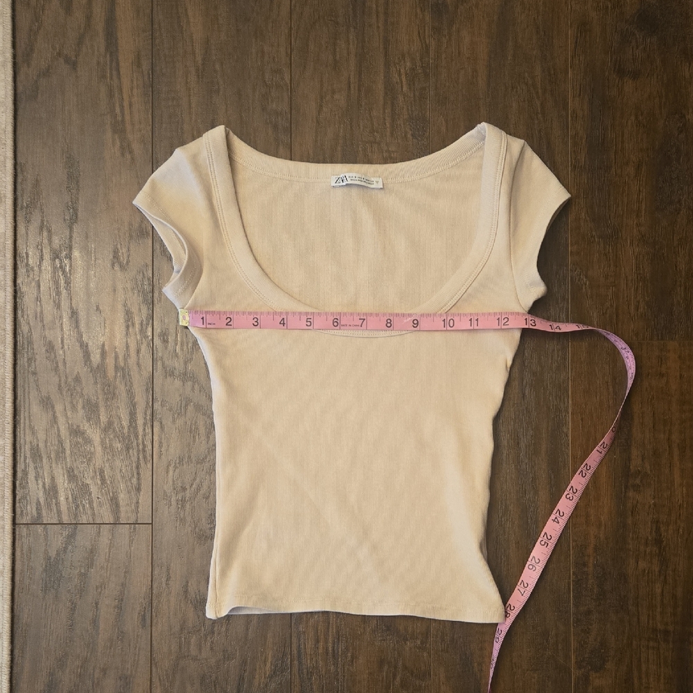 Zara Beige Short Sleeve Top